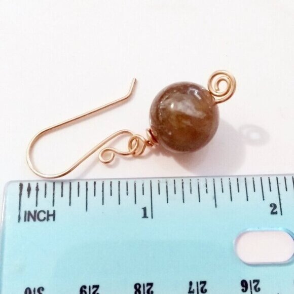 Asymmetrical India Agate Moon Earrings! Wire Wrapped! Feminine! Alluring & Sexy! - Picture 9 of 10